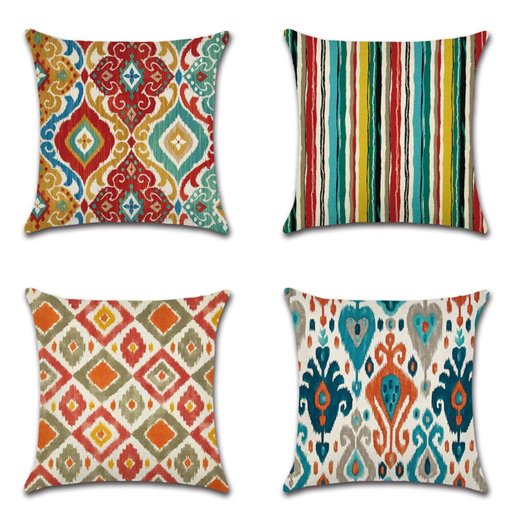 CLVEDU 4Pack Pillow Covers 20x20In Throw Pillow Case Cushion Covers Colorful Printed Throw Pillow Covers