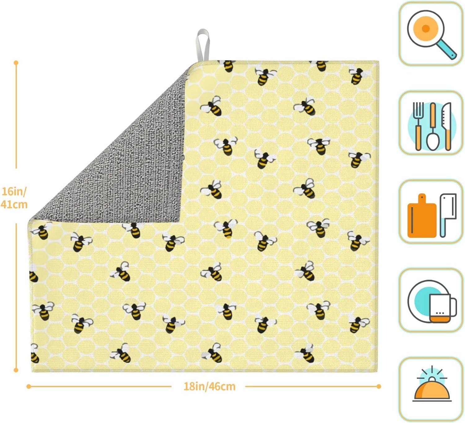Dish Drying Mat Bee-Honeycomb-Cute For Kitchen 18x24 Inch Microfiber Dish Drainer Rack Mats For Coffee Bar: Home & Kitchen