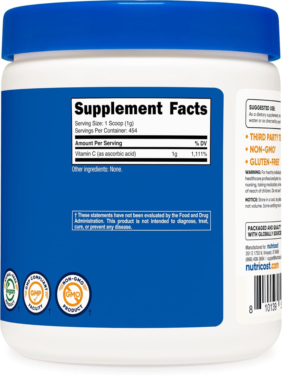 Nutricost Pure Ascorbic Acid Powder (Vitamin C) 1LB - Image 5