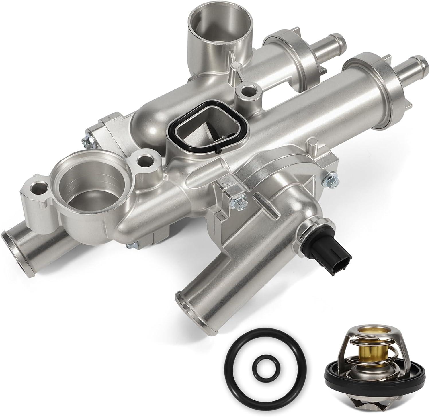 902-319 Aluminium Coolant Thermostat Housing Assembly With sensor Compatible with 2007-2020 Chrysler 200 Sebring,Dodge Avenger Caliber Journey,Jeep Compass Patriot