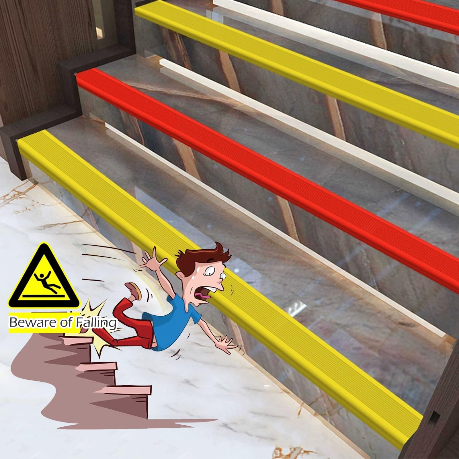 Protezione antiscivolo per gradini delle scale, 100 cm, autoadesiva, in PVC, a forma di L, 70 x 30 mm, 5 pezzi