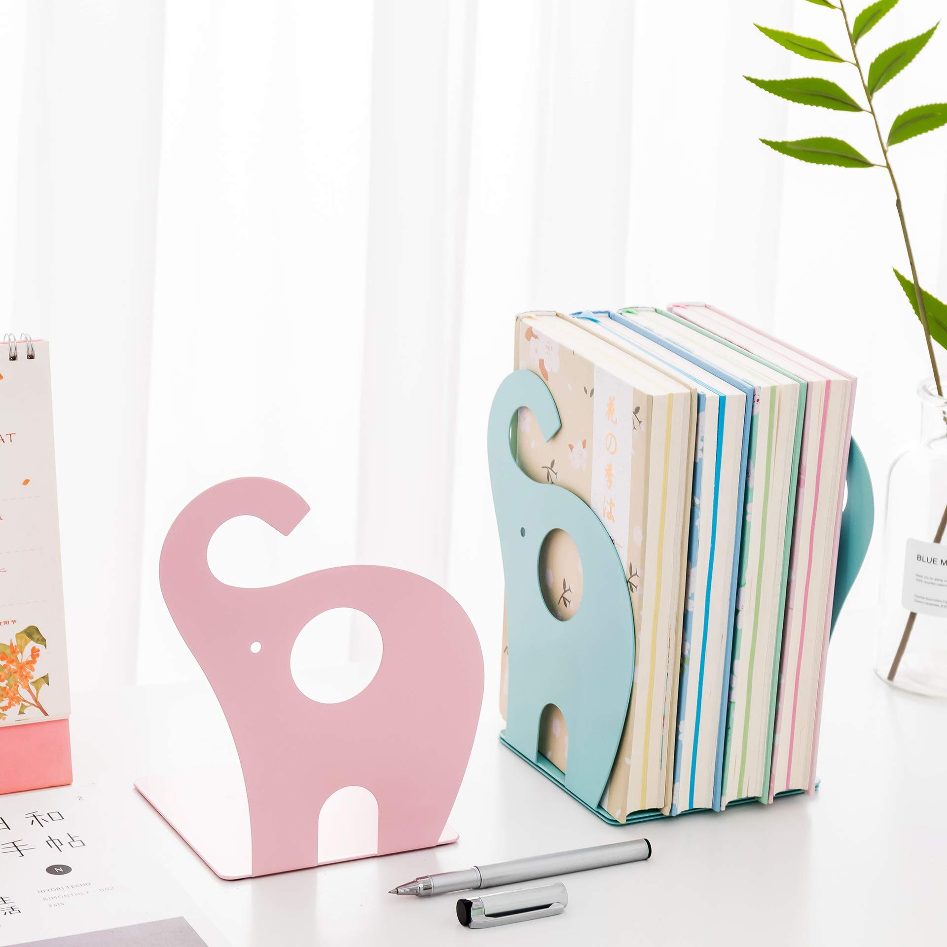 Fermalibri per Bambini Elefante Creativo Libri in Ferro 19x12 cm Azzurro