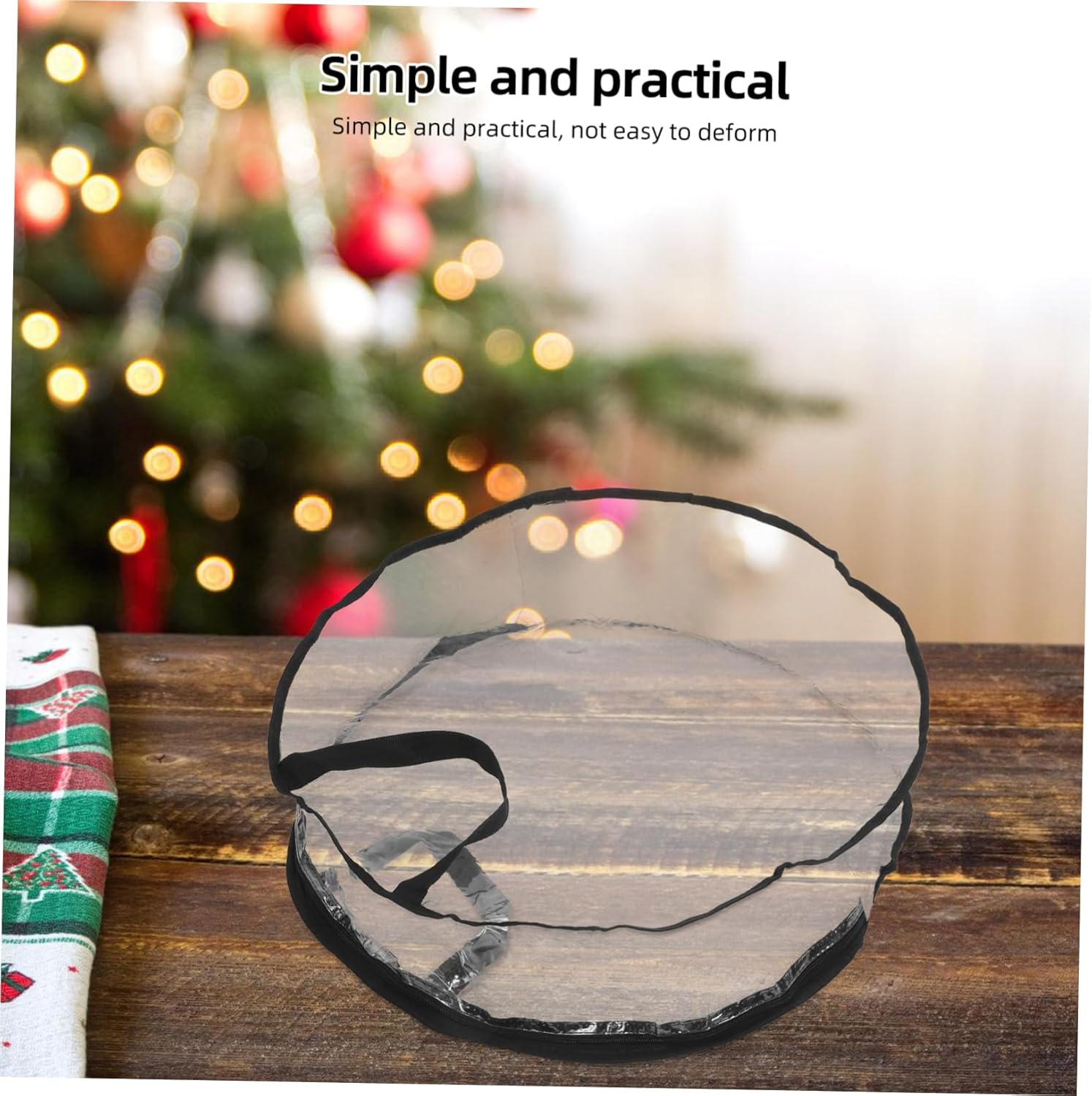 Zerodeko Transparent Christmas Wreath Storage Bag Large-Capacity Wreath Holder Foldable Design for Easy Storage Christmas Garland Container Organizes Holiday Decor