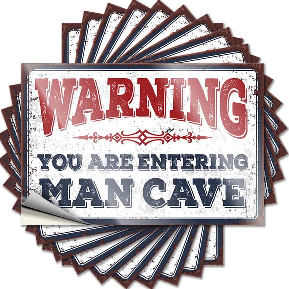 Fzfn Boys Colour Warning You Are Entering Man Cave Outdoor Patio Accessories High - Sticker Garage Waterproof Decal(8X12cm)