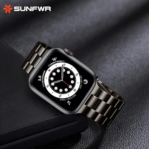 Miniatura 7 de SUNFWR Compatible con Apple Watch Band de 1.614 pulgadas, 1.575 pulgadas, 1.496 pulgadas, para mujeres y hombres, correa de metal de acero
