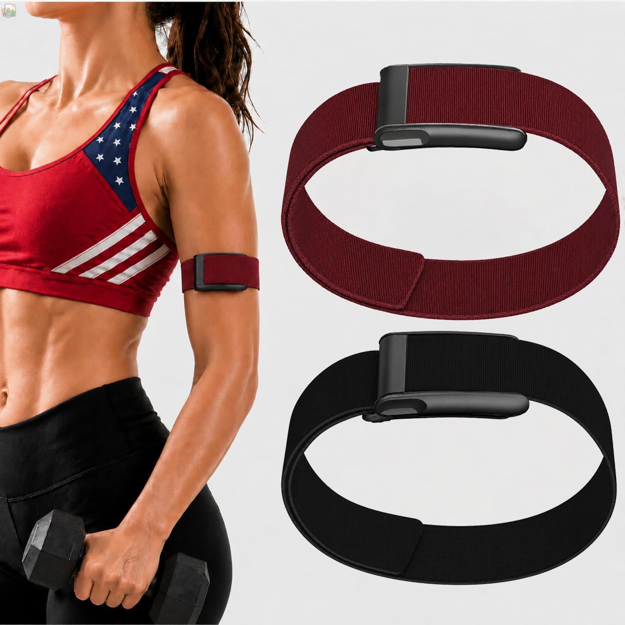 2 Pack CoreKnit Bicep Bands Compatible with WHOOP 5.0, Peak, MG & Life, Adjustable Quick-Dry Elastic Upper Arm Straps for Workout, Running & Fitness