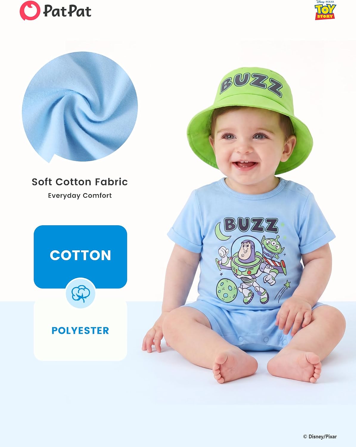 Disney Baby Boy's 2-Piece Romper and Sun Hat Outfit Set Newborn to Infant