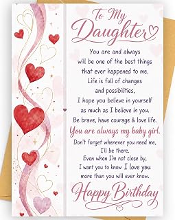 Happy To My Daughter birthday card with kraft envelope