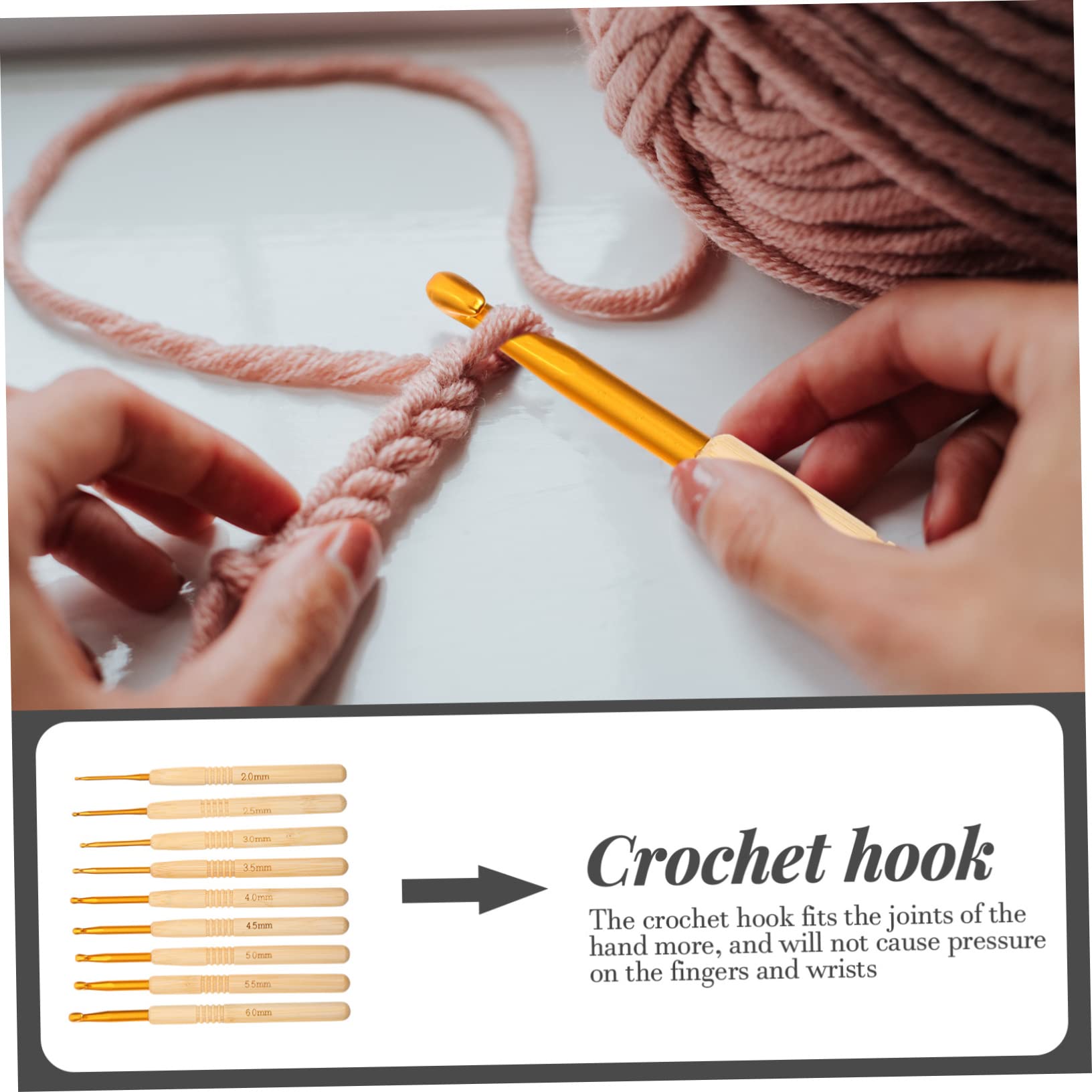 4 Juegos Tejer Empuñaduras De Ganchillo Marcadores Alfiler Ganchos De Crochet Ergonómico Agarre Encimera Cuentas Gancho De Crochet Intercambiable Manos Patas Bambú 9 Piezas X 4