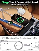 Vista 4 de Paquete de 1 cable de carga múltiple para artículos esenciales de viaje, cargador de Apple Watch, cargador de iPhone, [3 en 2] cable tipo Gris