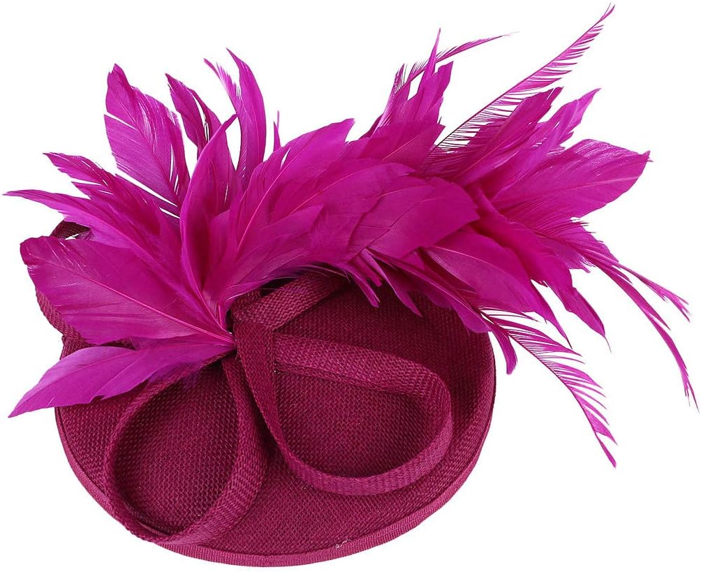 Fascinators Women Fascinator Hat Flower,Bridal Hair Accessories Womens Flower for Beads Hat Fascinators Cute(Hot Pink)