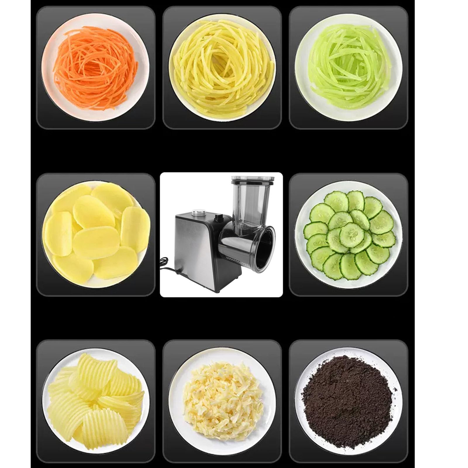 Cutter de Légumes électriquement, 7 en 1 Disque de Fromage électrique 180 Tr/Min Slicer de Légumes avec 7 Lames, 400 W Disque Légume Multifonctionnel pour Fromage (Prise UE)
