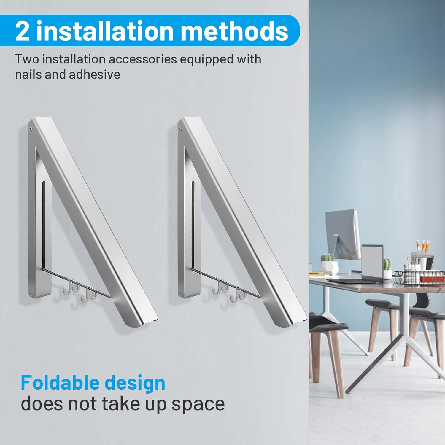 Foldable Retractable Wall Hanging Drying Rack Space-Saving for Balcony Bathroom Laundry Room Foldable Invisible Drying Rack Storage