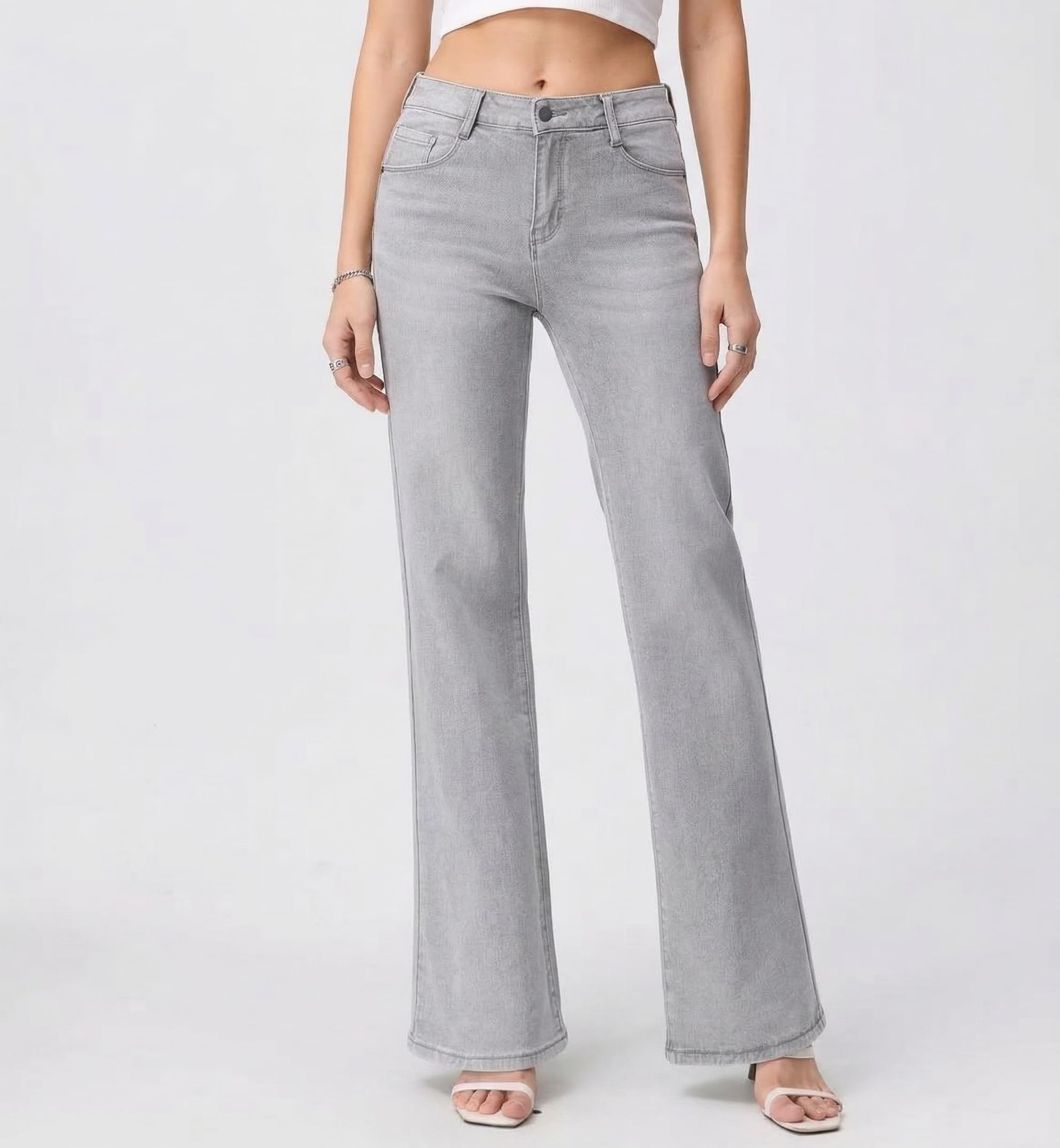 Jean femme patte élastique push-up effet modelant, coupe fine, style décontracté et élégant