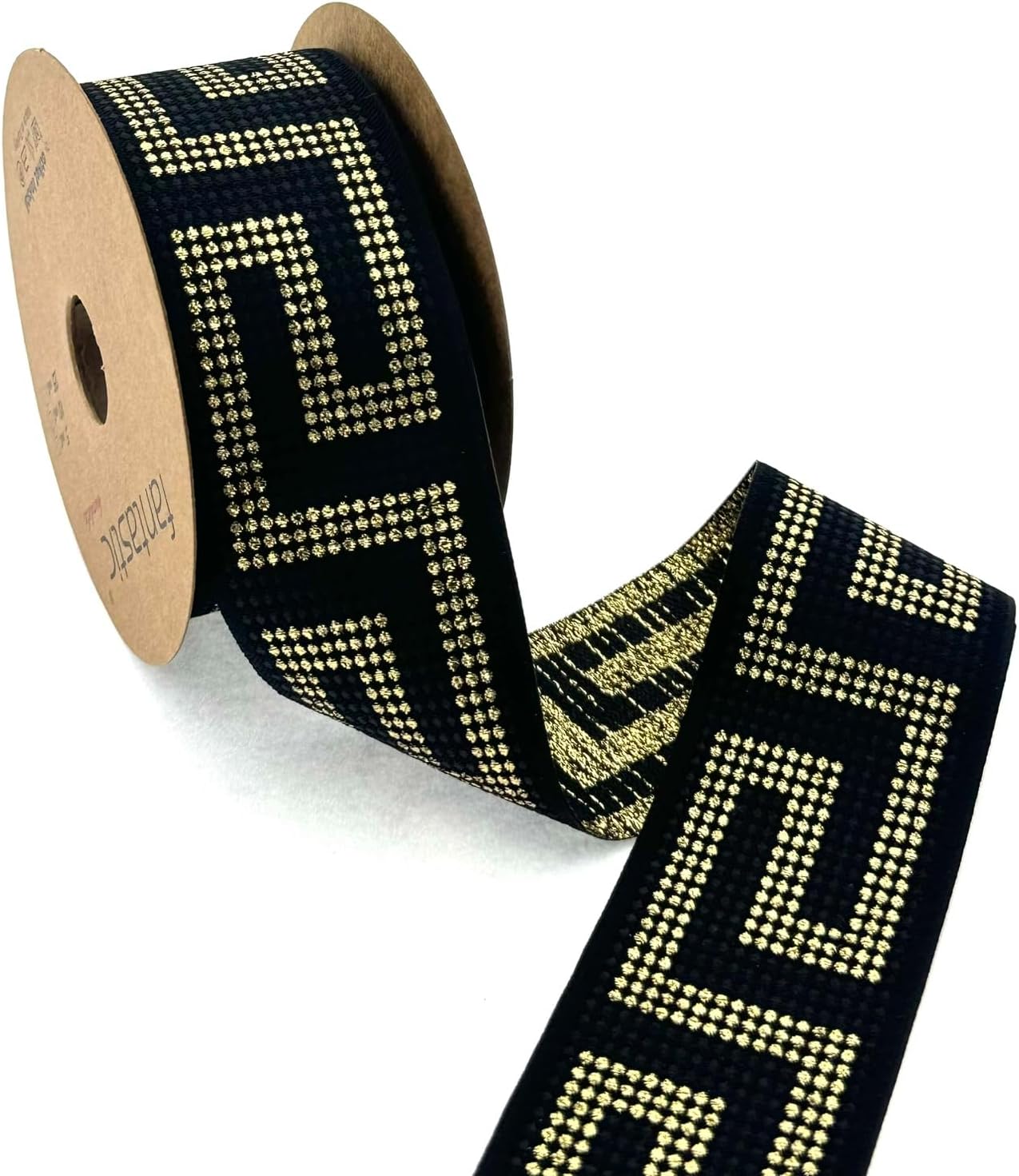 Sequin Pattern Glitter Woven Border Ribbon – 10m Roll | 100% Polyester Decorative Ribbon for Crafts, Sewing & DIY Projects (Black, Silver, Width : 2” Inch)