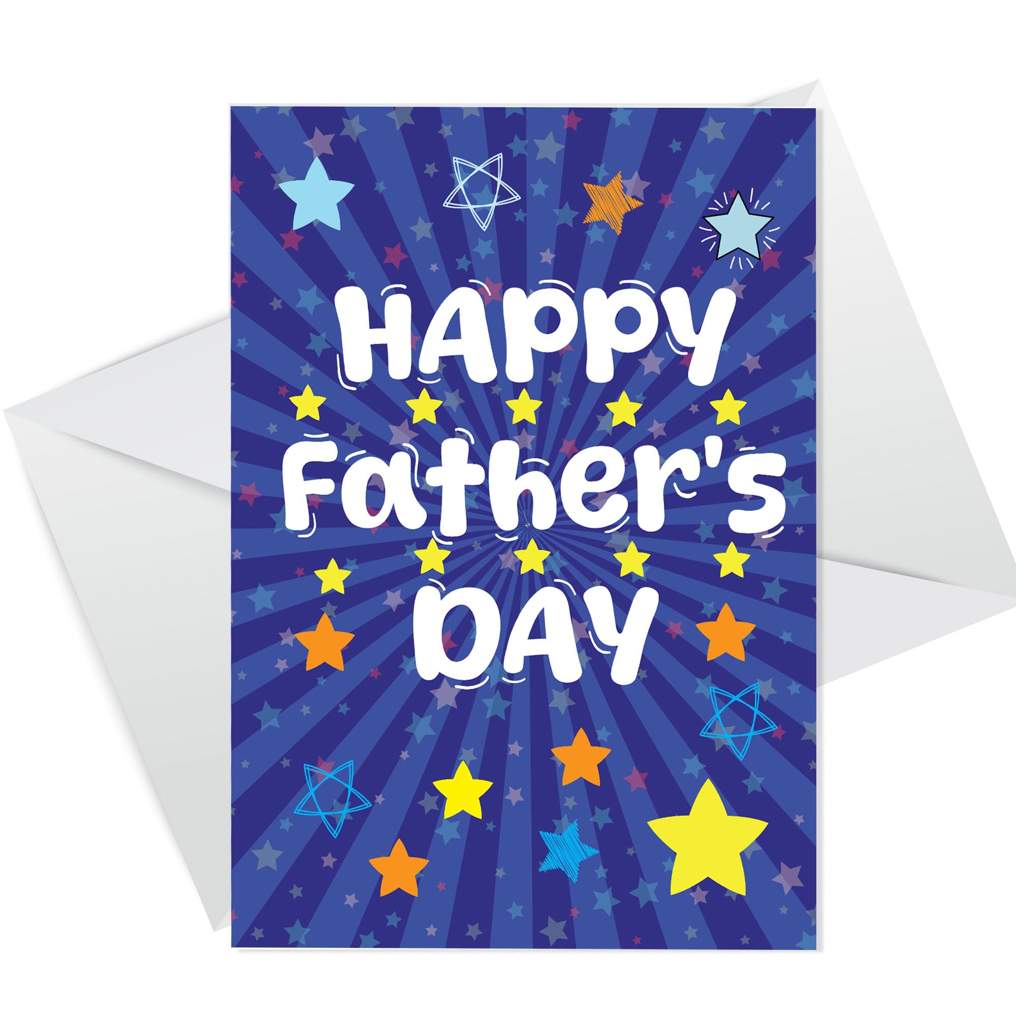 RED OCEAN HAPPY FATHERS DAY CARD WITH ENVELOPE Star Design Fathers Day Card For Dad Daddy Grandad Stepdad Novelty Fathers Day Greetings Card A6 Card For Him