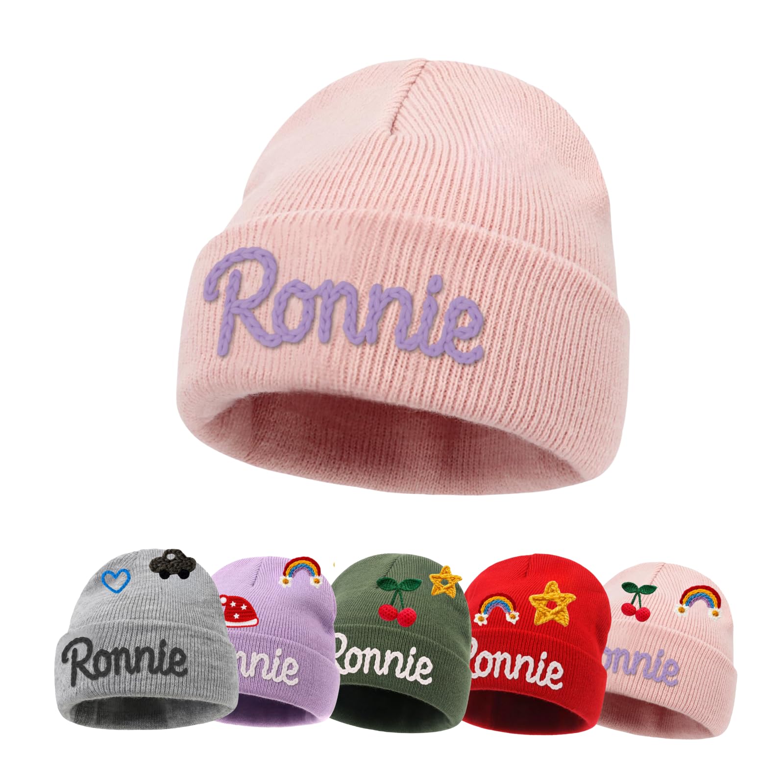 Custom Name Baby Beanie for Boys Girls, Personalized Knit Toddler Winter Hat for Kids, Hand Embroidered Winter Hat, Baby Gift
