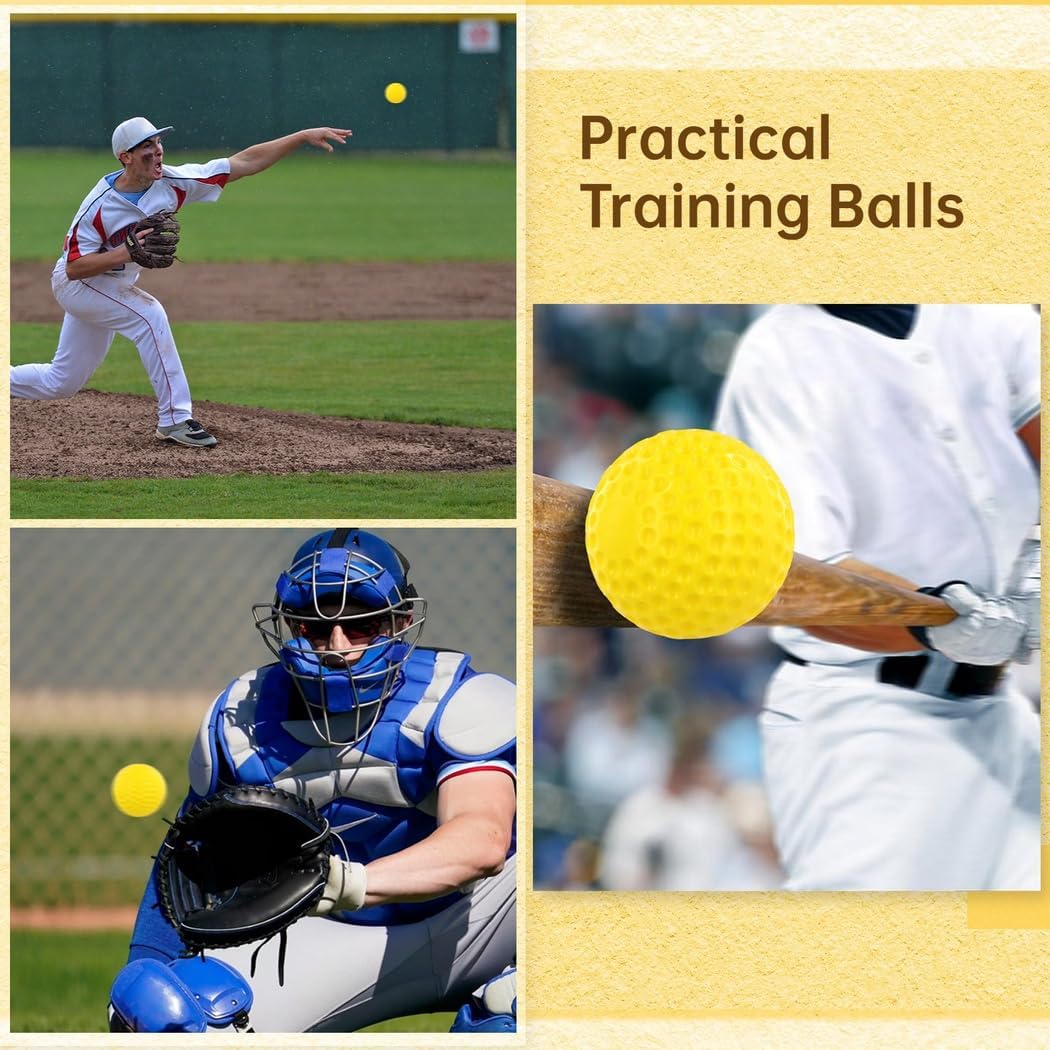 12-Piece Softball Training Balls for Pitching Machines, 9 Dimpled Baseballs for Hitting and Fielding Skills