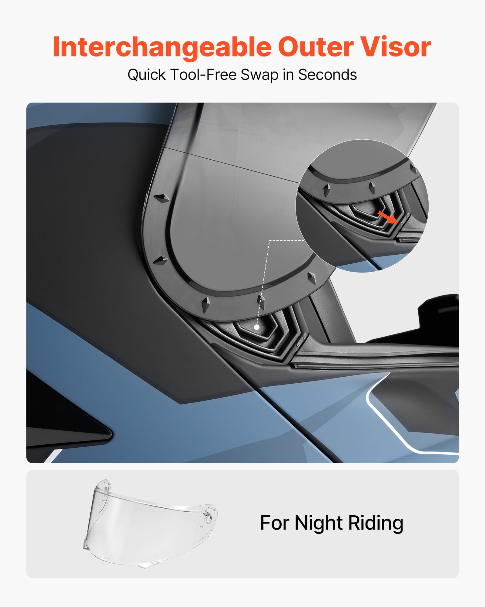 VEVOR Casco Modular de Moto Talla M, Casco de Motocicleta Modular con Visera Doble, Carcasa de ABS, Ligero y Cómodo para Adultos, para Motocross y Motociclismo Urbano, Homologado por Dot y ECE