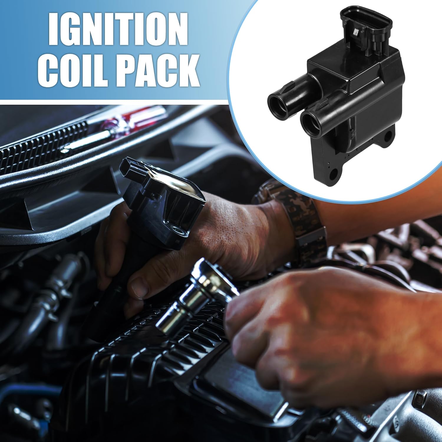 Ignition Coil Pack No.9091902217/9091902218 for Toyota Camry 1997-2001 for Toyota RAV4 1998-2000 Plastic Black (Set of 2)