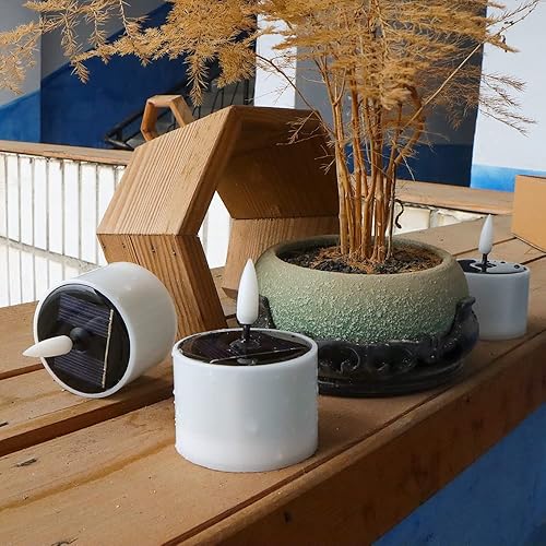 Miniatura 4 de Luces solares de té para exteriores impermeables paquete de 6 velas LED sin llama de color blanco cálido para linternas del atardecer al amanecer