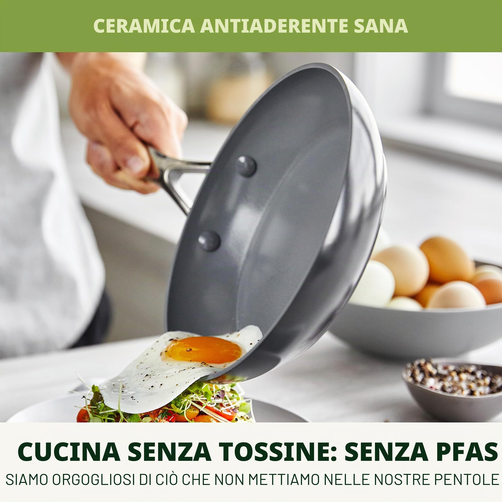GreenPan Valencia Pro Set di Pentole e Padelle in Ceramica Dura Anodizzata Antiaderente da 11 Pezzi, Comprese Padelle,Per Sauté, Casseruole,Senza PFAS,Induzione,Lavabile in Lavastoviglie,Forno,Grigio