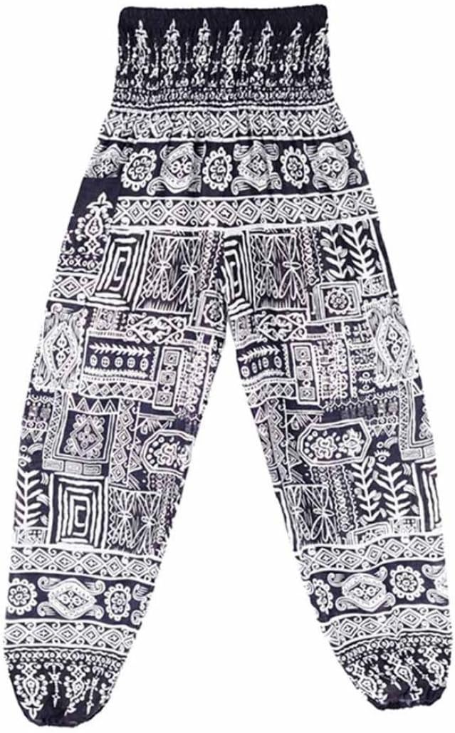 Hmeng Men Women Loose Cotton Yoga Pants Thai Harem Trousers Boho Print Hippy Smock Low Waist Baggy Trouser