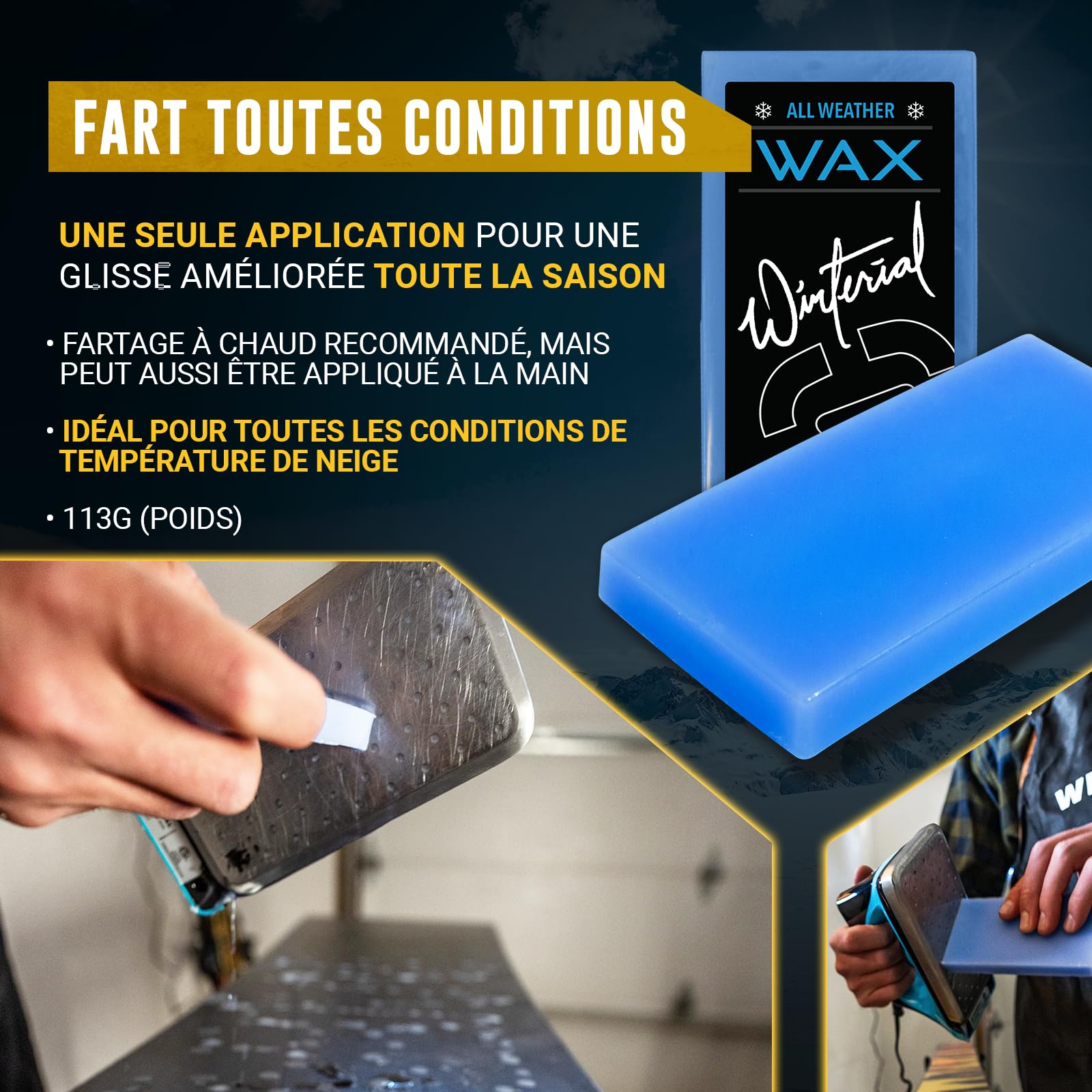 Kit de réglage Snowboard Ski Winterial avec Fer, Cire Toutes températures, Lime Bords coudés, PTEX