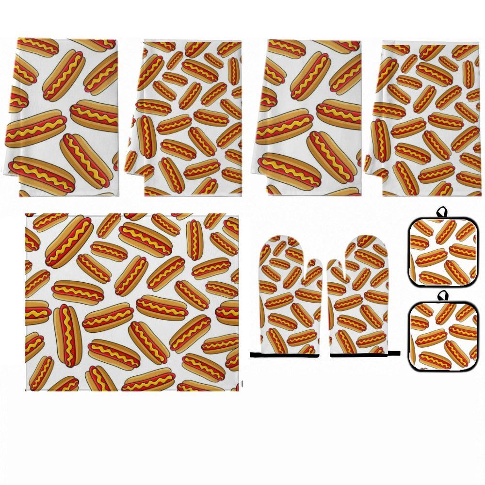 9-teiliges leckeres Hot Dog-Küchendekorations- und Zubehör-Set