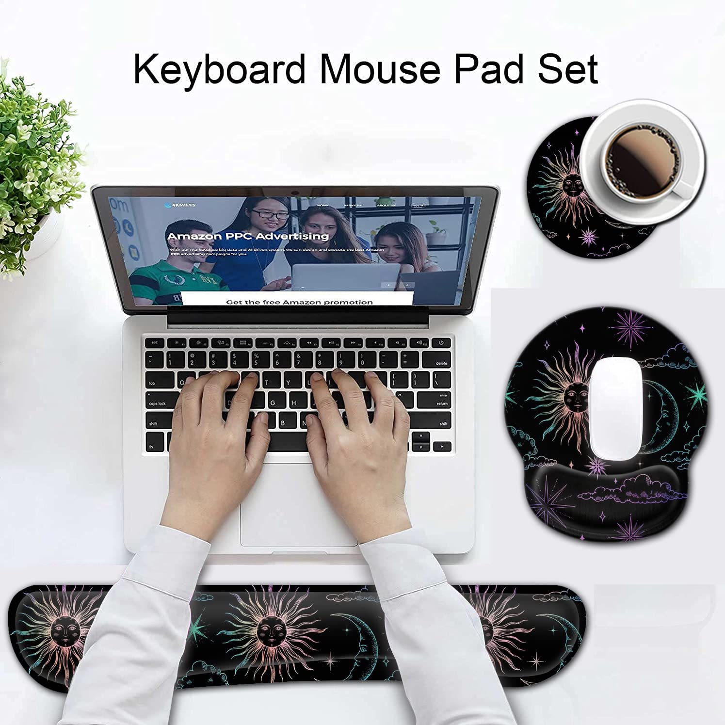 Tappetino per mouse ergonomico con supporto per il polso in gel e poggiapolsi in memory foam, per computer da gioco, ufficio, laptop, facile digitazione, tappetino per mouse wireless, simpatico motivo