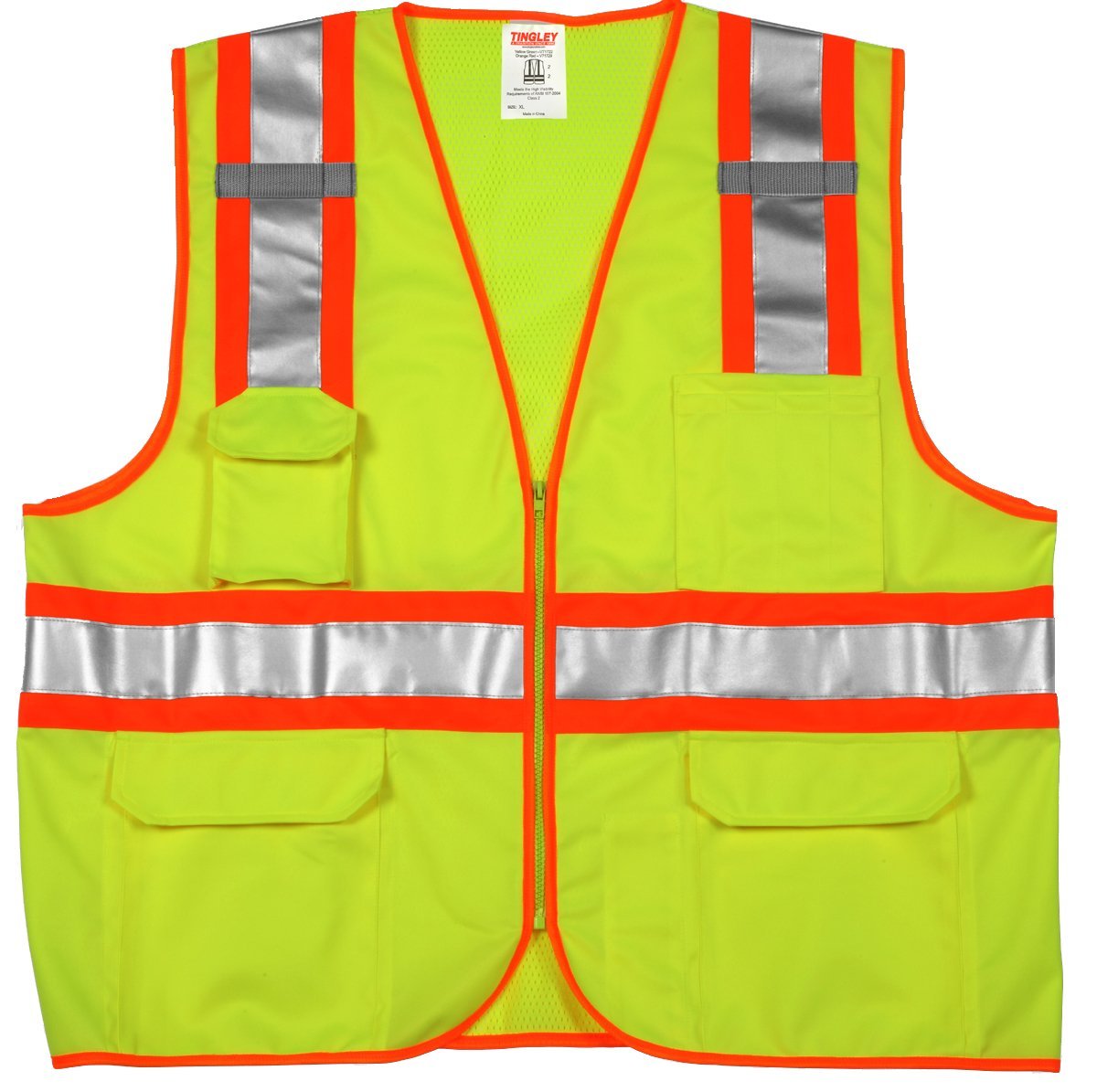 TingleyTingley V73852.L-XL Job Sight High-Visibility Two-Tone Vest, Hi/Vis Yellow, Large/X-Large
