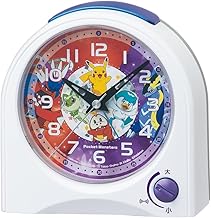 Seiko Clock, Alarm Clock, Table Clock, Character, Pokémon, White, 4.5 x 4.5 x 2.2 inches (115 x 115 x 55 mm), CQ425W