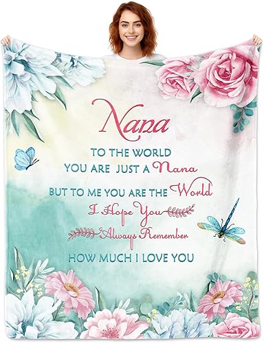 Regalos de Navidad para abuelitas de nietos, manta de regalos de abuela de 60 x 50 pulgadas, regalos de cumpleaños para la mejor abuela, regalos de