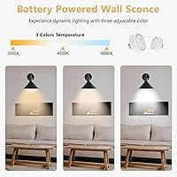 Vista 5 de Juego de 2 apliques de pared inalámbricos vintage negros a pilas, luces LED inalámbricas con control remoto, para dormitorio, casa de campo