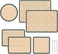 Koolstuffs Silicone Baking Mat Set of 6 - Non-Stick Reusable Oven Mats for Cookies, Macarons, Pizza, Bread | Half/Quarter Sheet Sizes