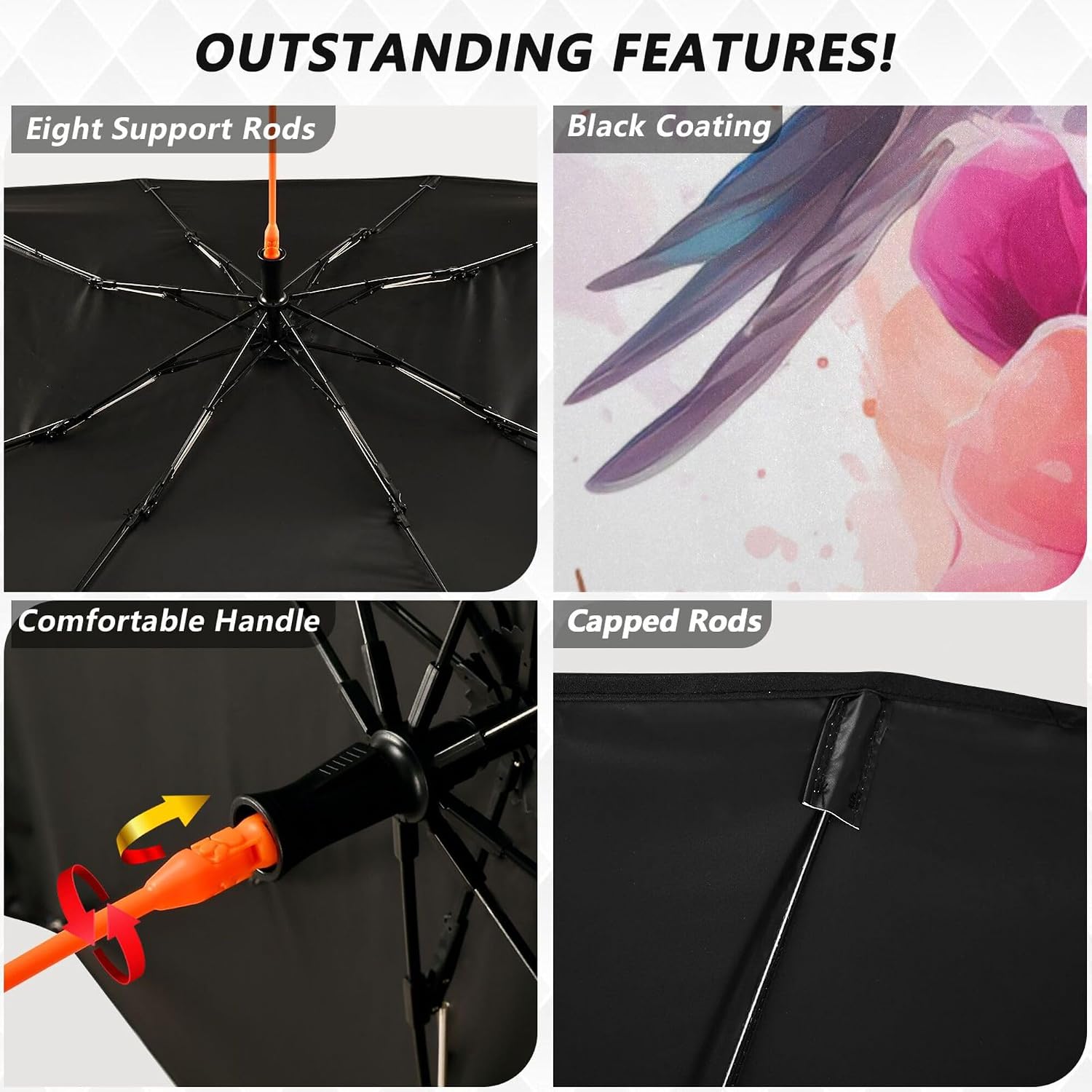 Car Umbrella Sun Shade Cover, Hummingbird Umbrella Sun Shade for Car Truck Window Front Windshield, Blocks UV Rays Sun Visor Protector Sun Heat Reflector to Keep Your Vehicle Cool