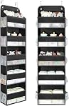 Yecaye 1 Pc Over the Door Organizer with 5 Bins 10 Side Pockets, 44lbs Load Hanging Bathroom Organizer, No Tilt Closet Organizers and Storage for Bedroom, Baby Organizer for Extra Storage, Grey