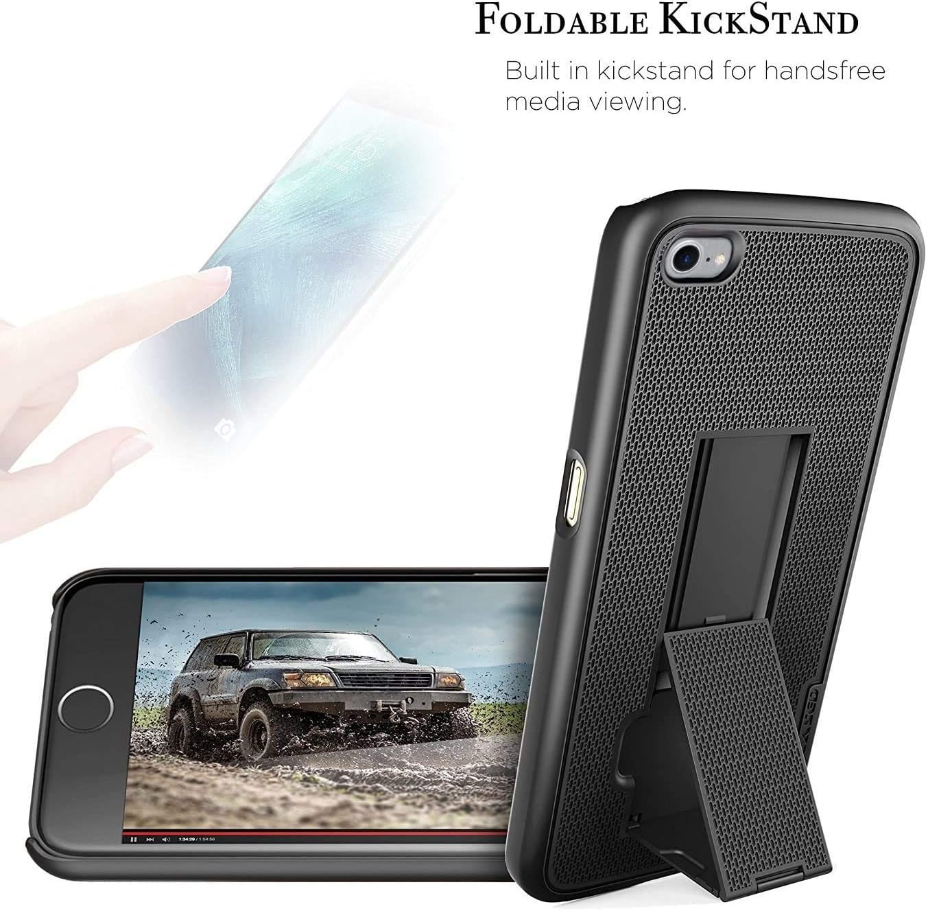 Encased DuraClip for iPhone SE Belt Clip Case (SE2 SE3 2020/2022) Slim Kickstand Cover with Swivel Holster (Black) - Image 7