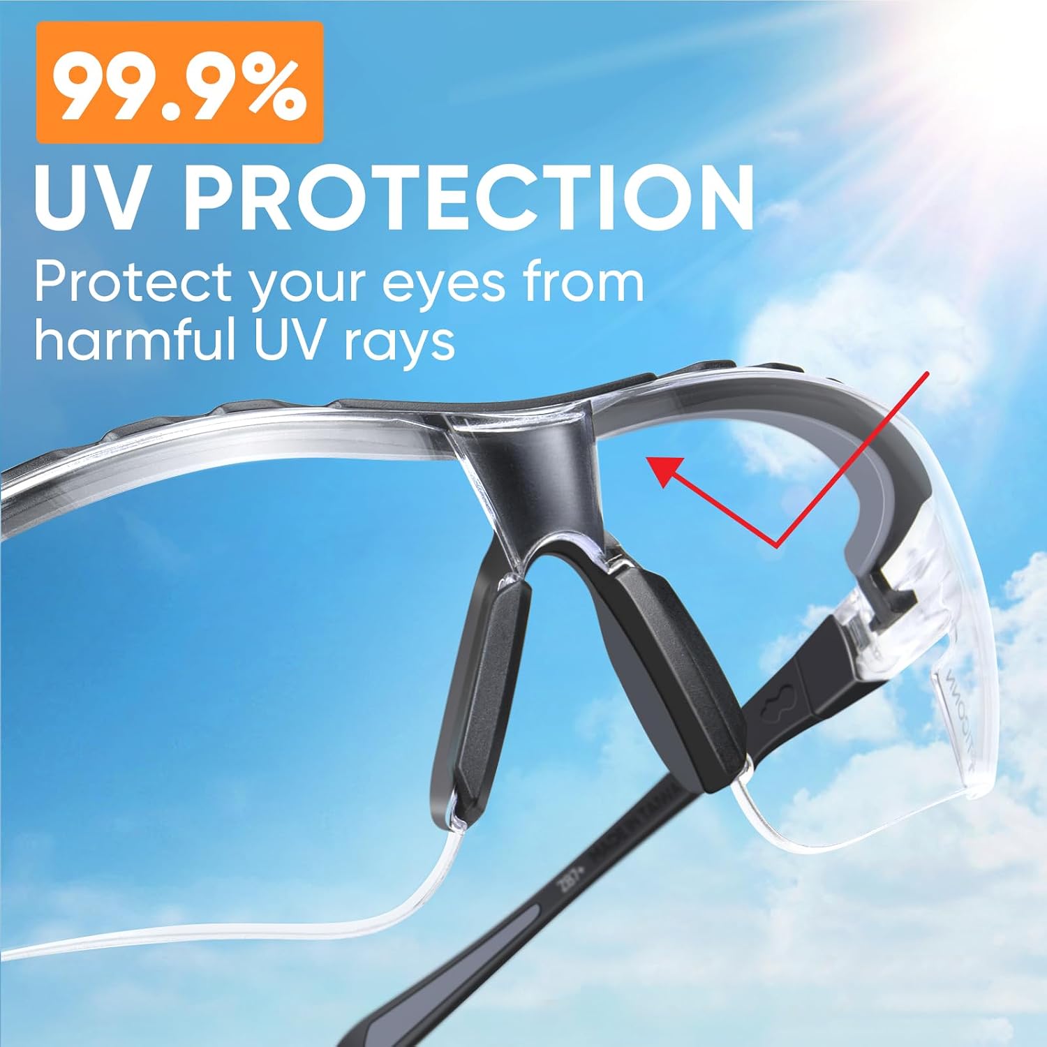 TICONN Anti-Fog Safety Glasses for Men and Women, ANSI Z87.1 Scratch Proof Eye Goggles with Adjustable Arms and UV Protection