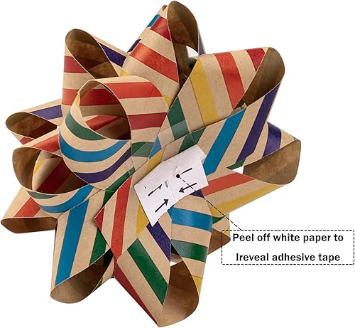 Miniatura 3 de RUSPEPA Surtido de lazos de regalo de papel kraft, diseño de estrella, rojo y azul para el 4 de julio, vacaciones, cumpleaños, boda, baby shower,