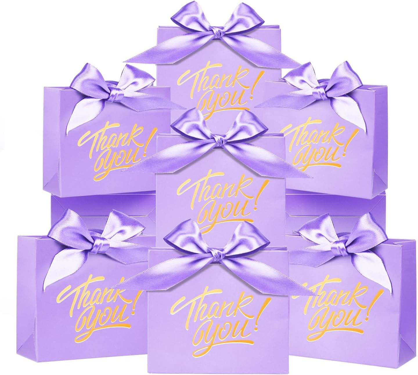 DECHISY 60 Pack Small Thank You Gift Bags, Mini Gift Bags with Ribbons