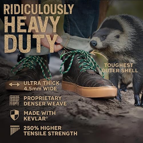 Miniatura 3 de Honey Badger - Cordones indestructibles hechos en Estados Unidos, cordones redondos y resistentes para botas para trabajo y senderismo