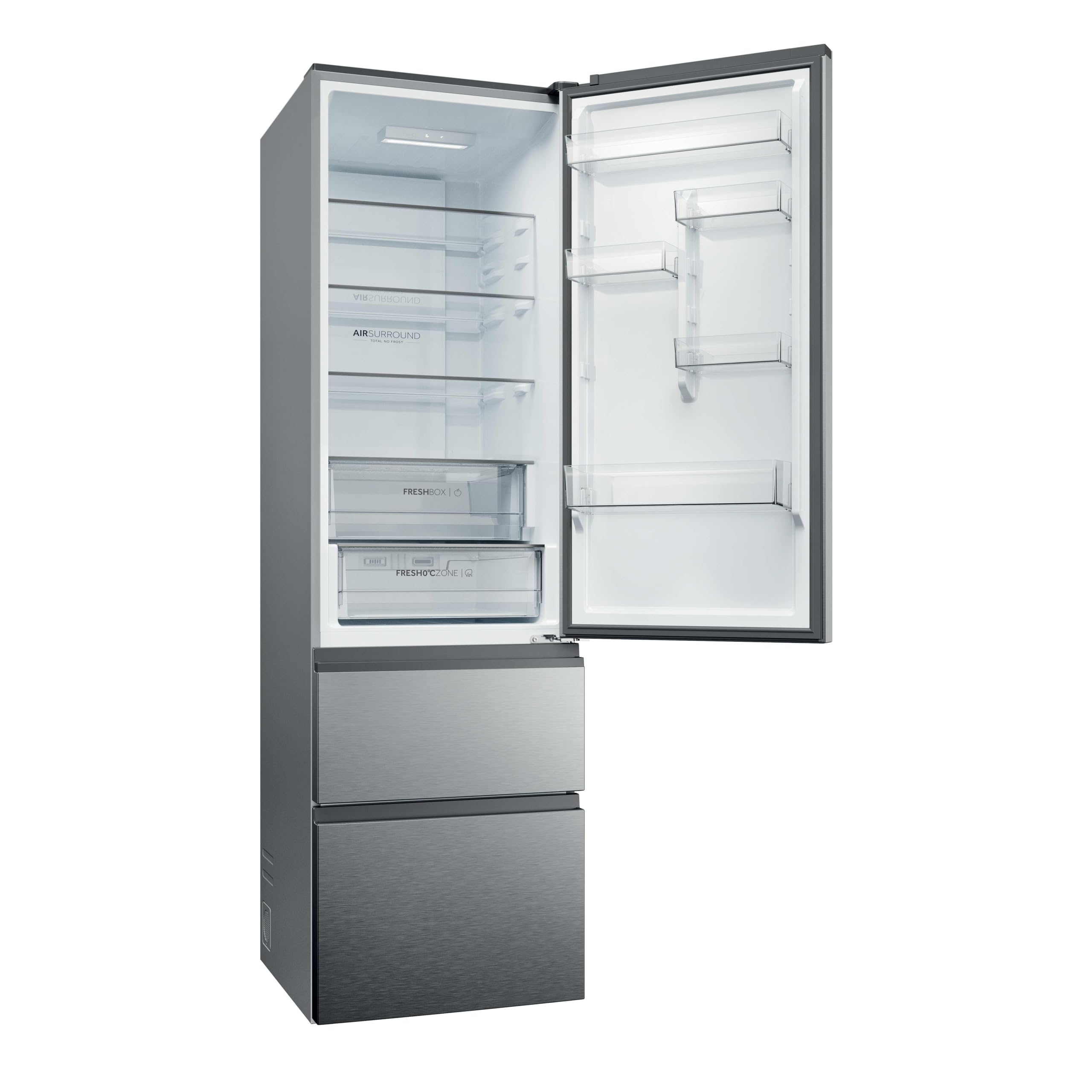 Haier Kühl-Gefrierkombination 3D 60 SERIES 3 PRO HTR3620CNMG I 2,05 m, No Frost I Energieeffizienzklasse C I Kühlschrank mit Gefrierfach freistehend, Fassungsvermögen 414L I Fresh 0°-Fach