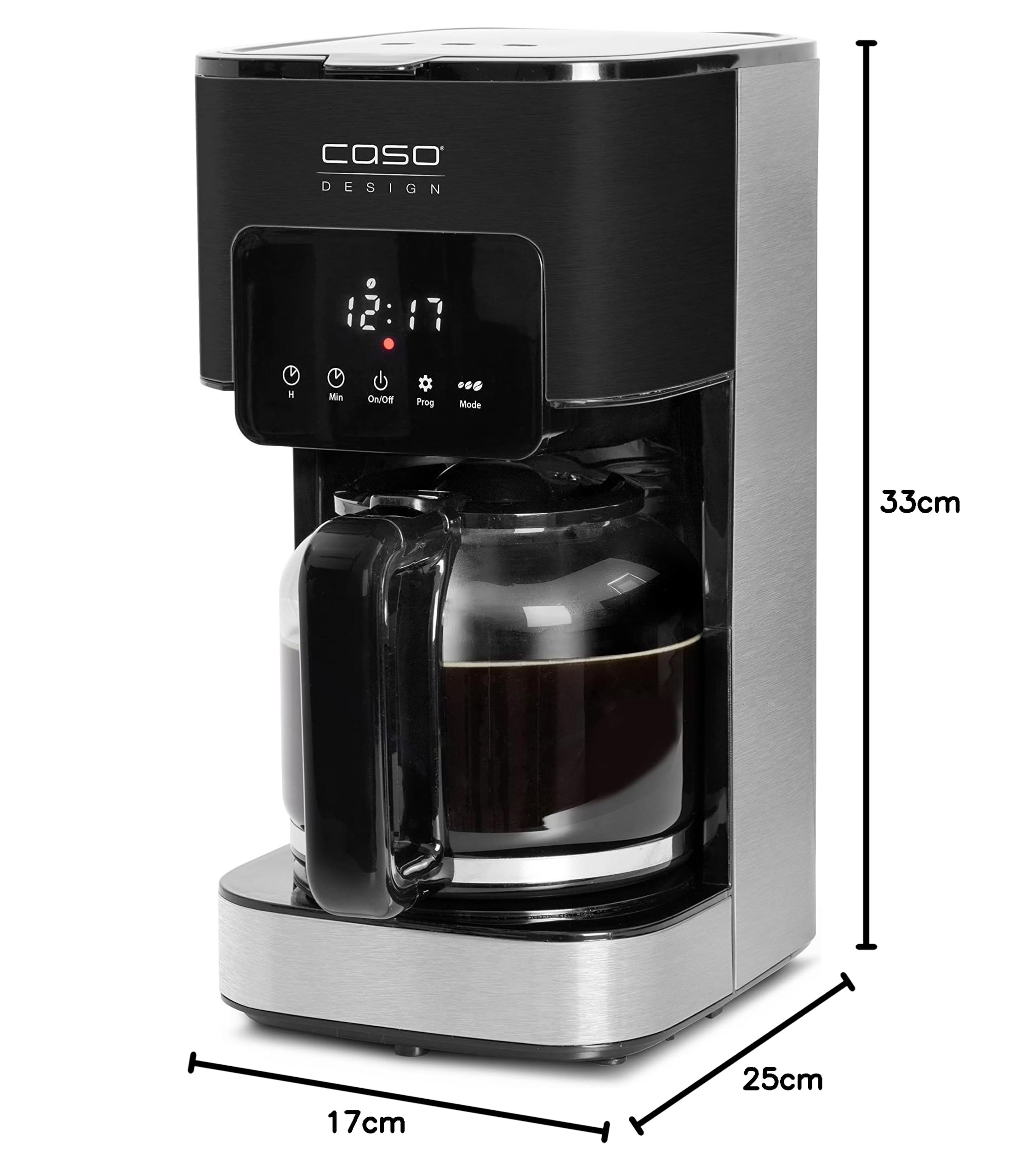 Caso Coffee Taste and Style, Kaffeemaschine mit Permanentfilter, 92-96 °C | 1,5 l, optimale Brühtemperatur 92-96 °C, Tropf-Stopp, optimierter Brühkopf, Edelstahl, 12 Tassen
