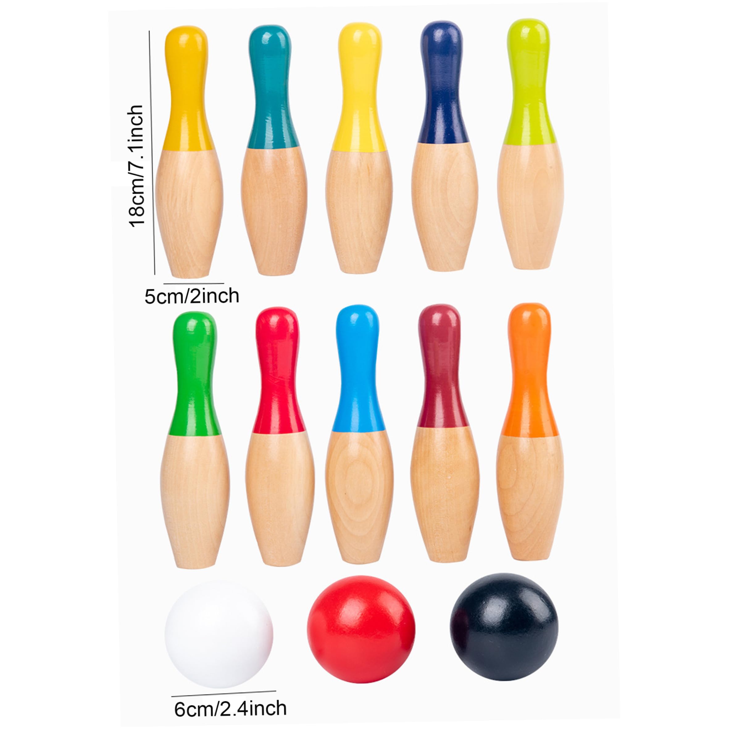 Juego de Bolos interactivos de Madera para niños pequeños de 2 a 5 años, Juego de Bolos para niños de 3, 7 Libras