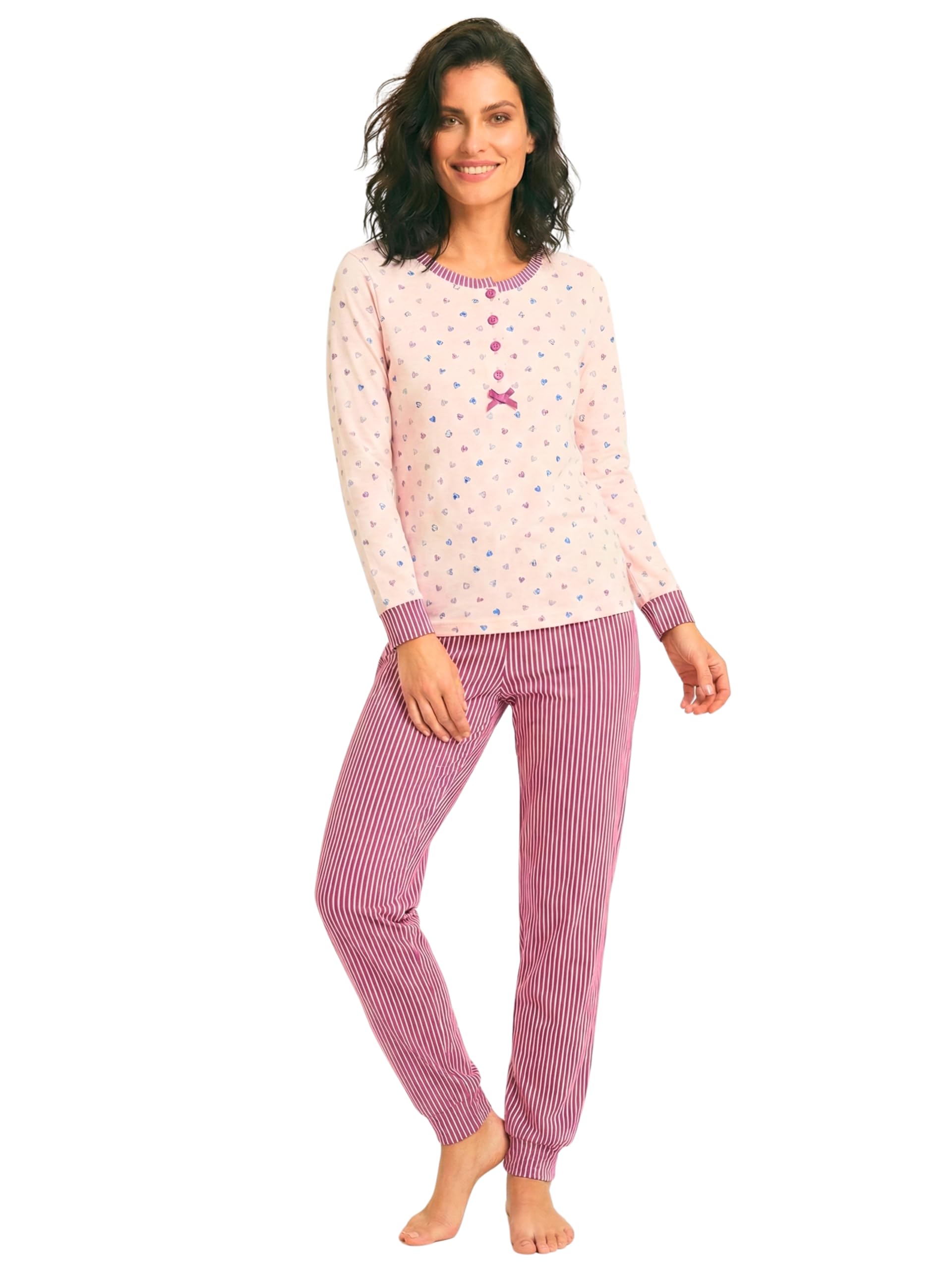 o-day Vanuè Pigiama Donna Cotone Leggero 100% - Ideale per Primavera e Mezze Stagioni - Completo di Maglia con Bottoni e Pantalone Comodo