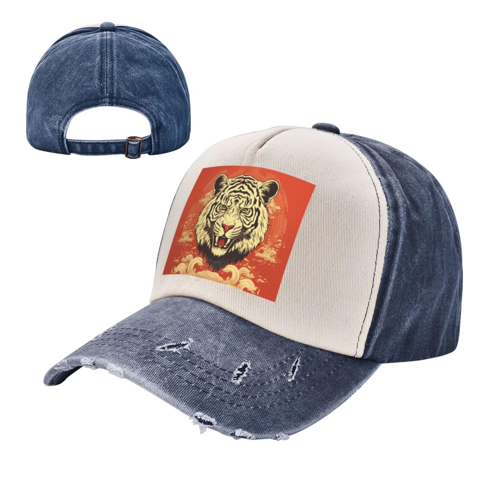 XOPEKVLAWM Baseball Cap Golf Dad Hat Adjustable Sports Caps Tiger Avatar Baseball Hat for Men Women Trucker Hats Navy Blue