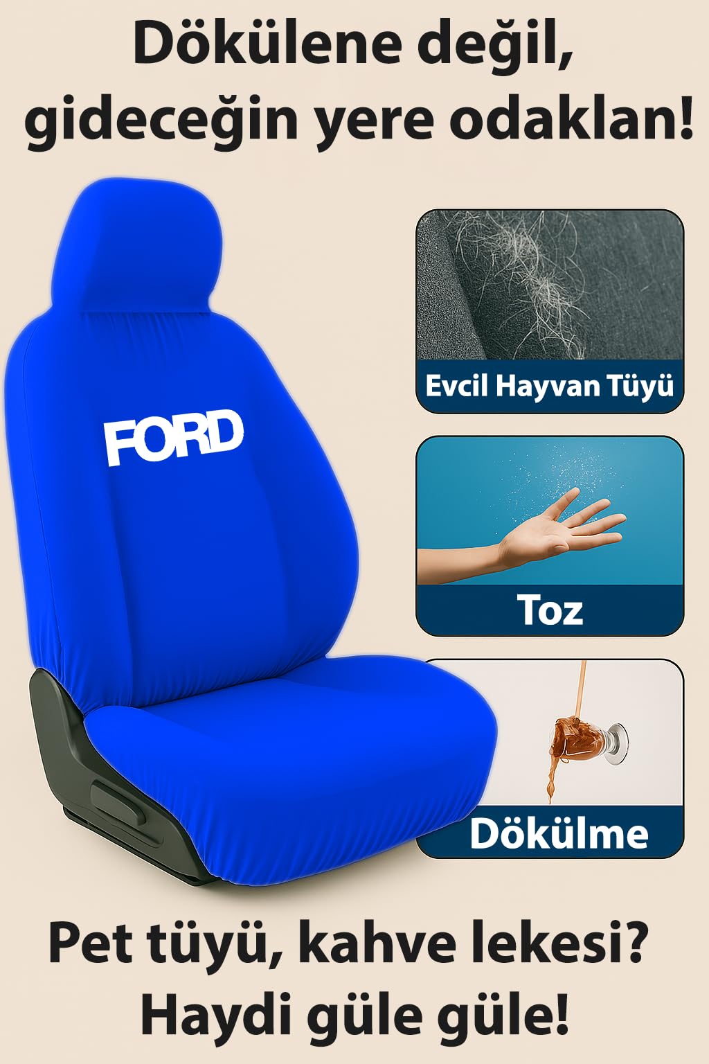 Gunaydin konforu Ford Tourneo Connect ile uyumlu oto koltuk kilifi ile aracinizda yasayin Lacivert