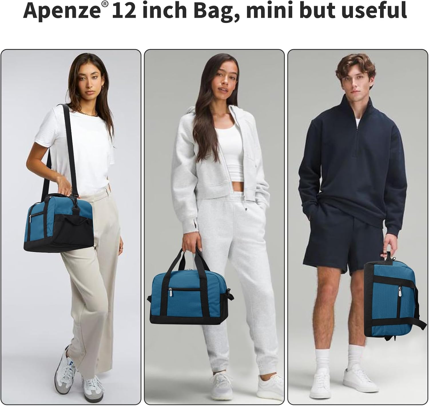 Small Gym Bag Carry On Bag - 12 in Mini Duffle Bag Lightweight for Overnight Travel(Blue) - Image 2