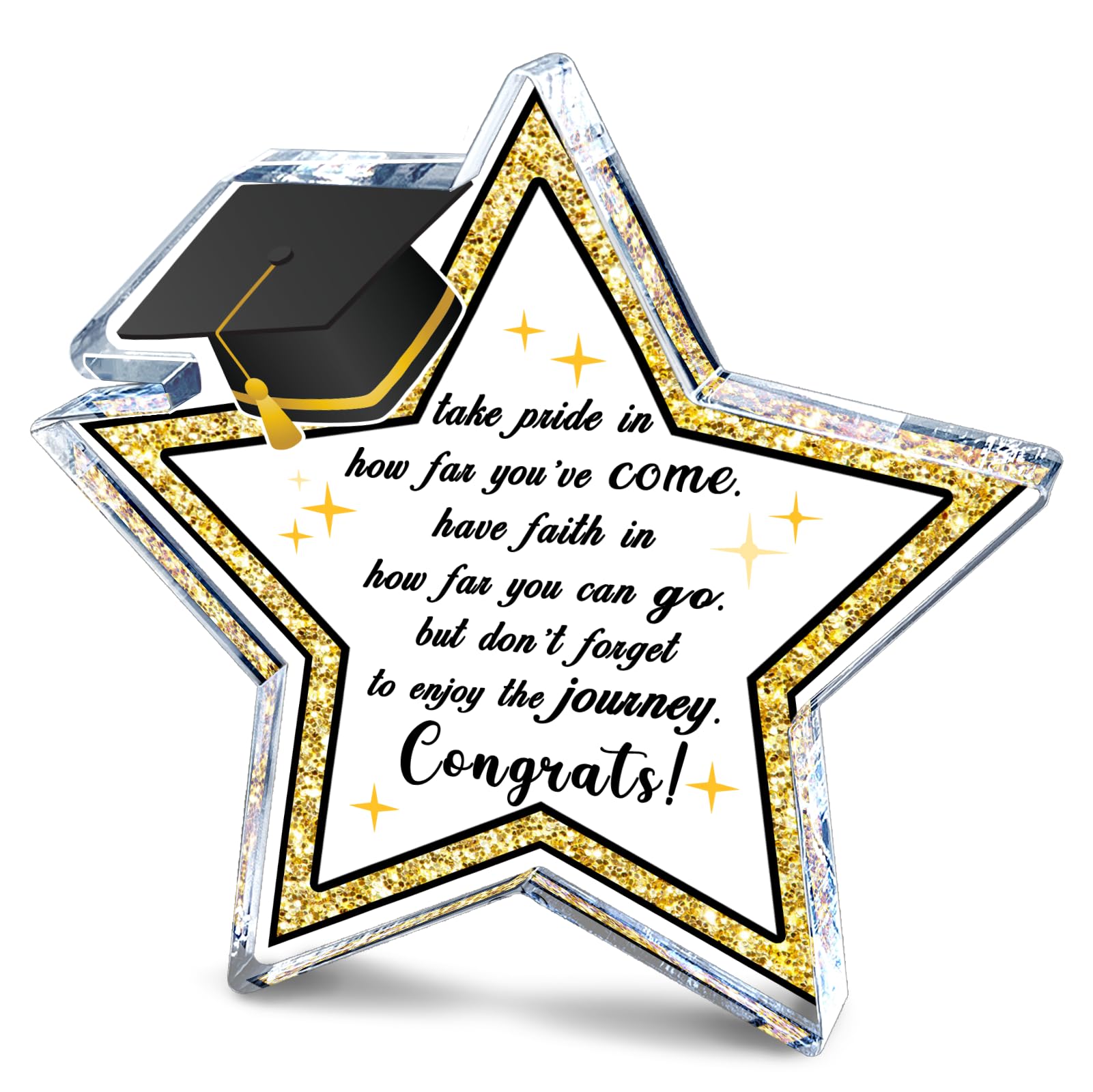 Graduation Gifts for Her Him,College High School Graduation Gifts, Masters Degree Graduate Gifts,Graduation Inspirational Star Shape Acrylic Decor Desk Sign,Home Shelf Decoration Grad Gift